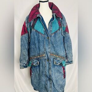 Vintage 80s Current  Seen brand acid wash denim patchwork jacket
